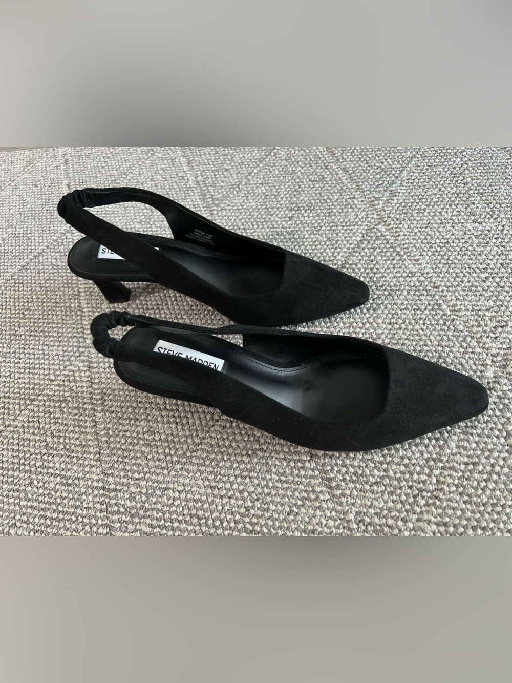 Steve Madden Black Suede Slingback Kitten Heel